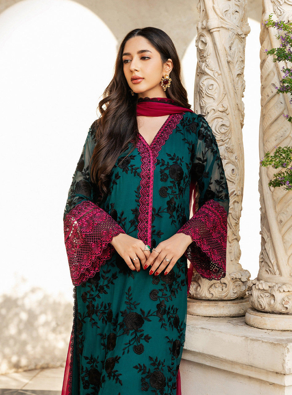 Zainab Chottani | Ramadan Edit 25 | Emerald Twilight M Emerald Green Pure Chiffon