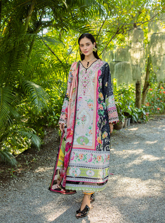 Roheenaz | Ethereal Bloom Lawn 25 | Nymeria XS Navy Printed lawn
