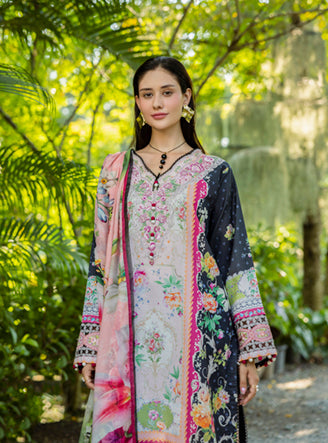 Roheenaz | Ethereal Bloom Lawn 25 | Nymeria S Navy Printed lawn
