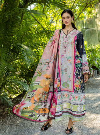 Roheenaz | Ethereal Bloom Lawn 25 | Nymeria M Navy Printed lawn