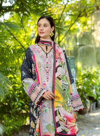 Roheenaz | Ethereal Bloom Lawn 25 | Nymeria XL Navy Printed lawn
