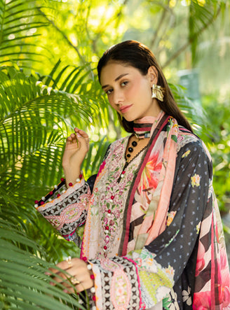 Roheenaz | Ethereal Bloom Lawn 25 | Nymeria L Navy Printed lawn