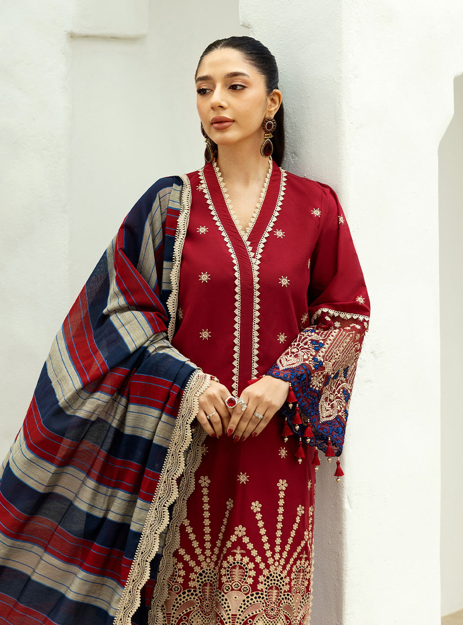 Zainab Chottani | Chikankari 25 | Elma - 3A L Red Chikankari