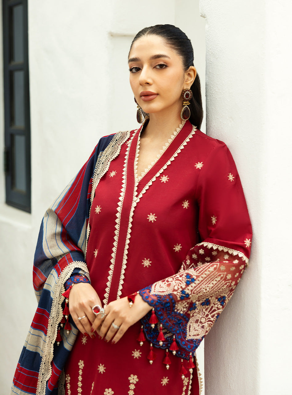 Zainab Chottani | Chikankari 25 | Elma - 3A M Red Chikankari