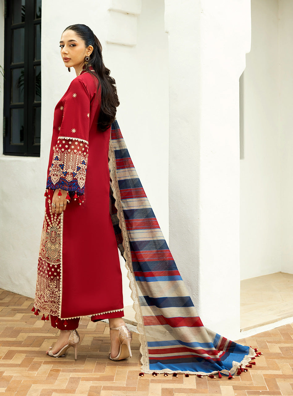 Zainab Chottani | Chikankari 25 | Elma - 3A S Red Chikankari