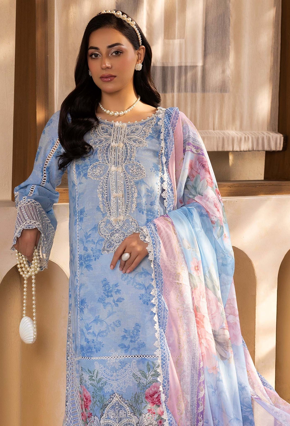 Adans Libas | Chantelle Print Lawn | CHANTELLE 99955 XL Light Blue Lawn