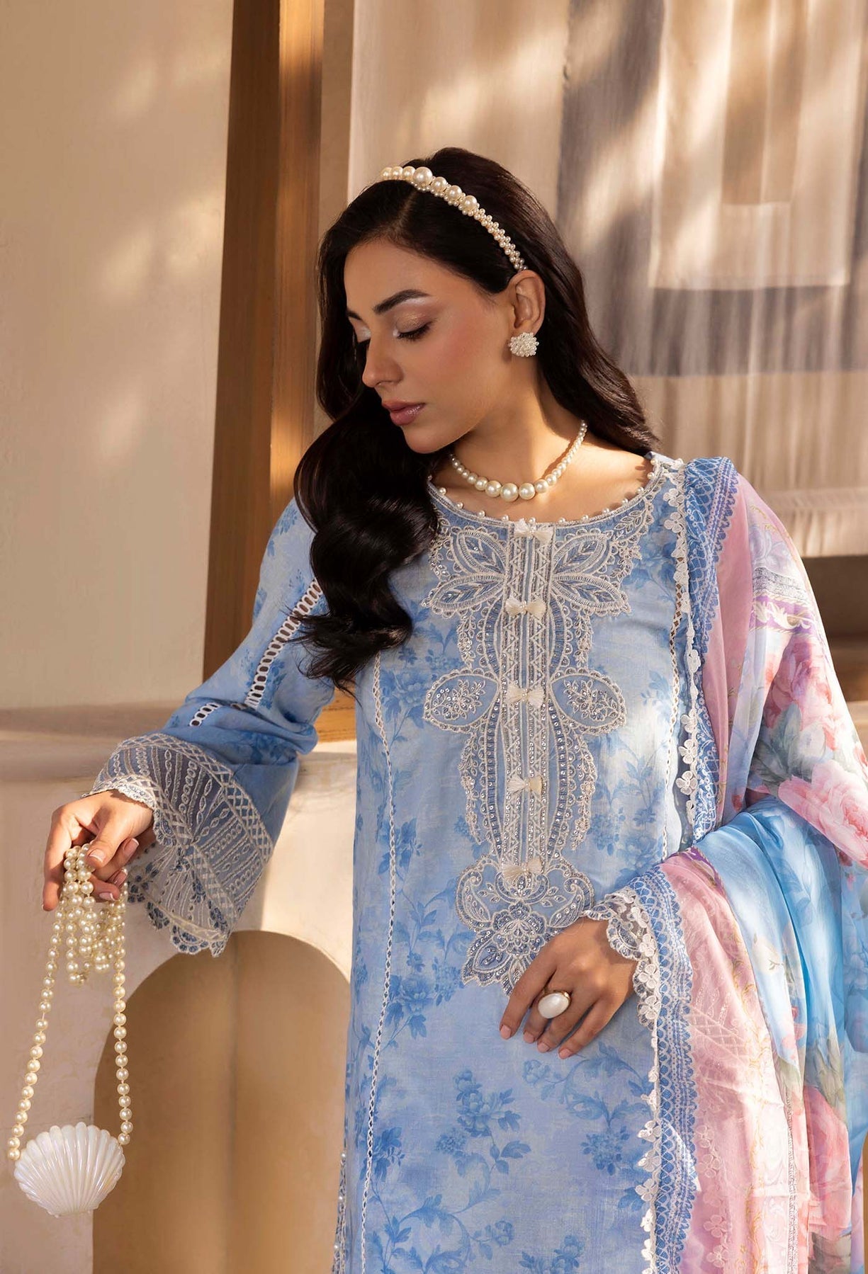 Adans Libas | Chantelle Print Lawn | CHANTELLE 99955 M Light Blue Lawn