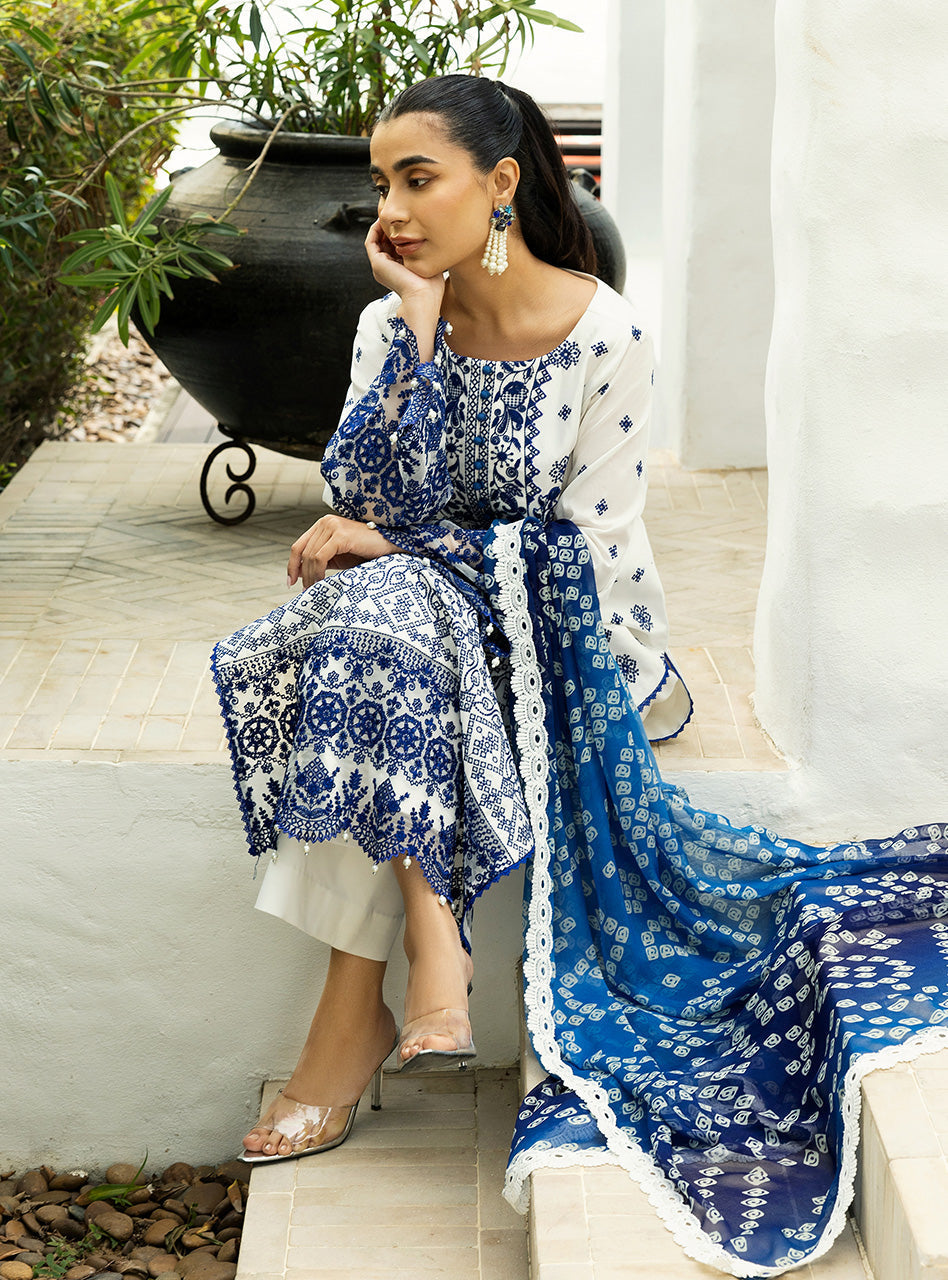 Zainab Chottani | Chikankari 25 | Reem - 8A XL White Chikankari