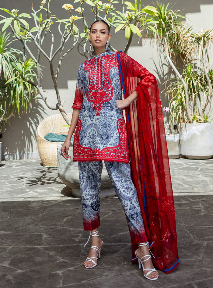 Zainab Chottani | Tahra Lawn 25 | Syra XS Blue Gray Lawn