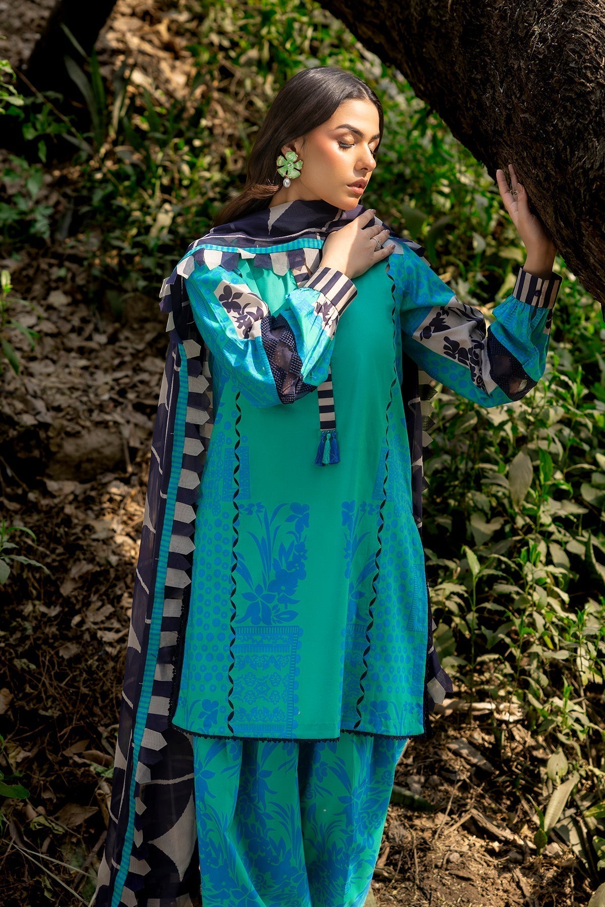Charizma | C prints Lawn | CP5-17 Custom Size Bright Teal Lawn