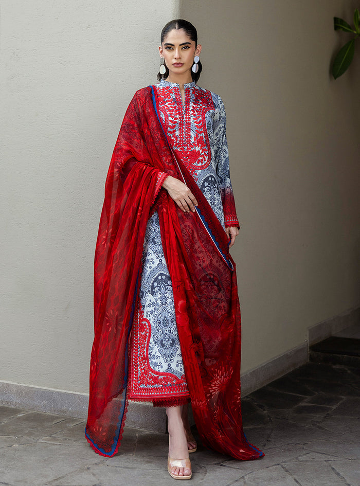 Zainab Chottani | Tahra Lawn 25 | Syra XL Blue Gray Lawn