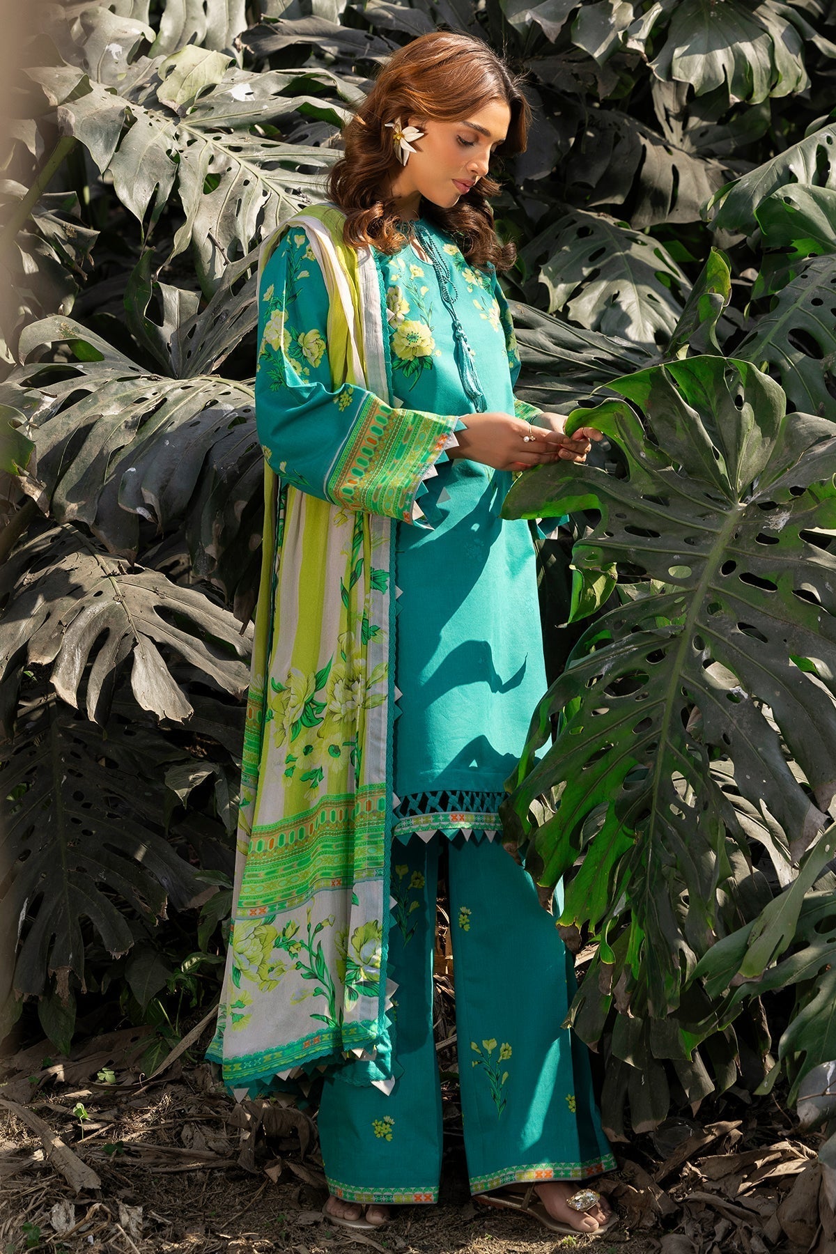 Charizma | C prints Lawn |CP5-21 M Teal Green Lawn