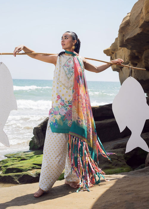 Sadaf Fawad Khan | Siraa Lawn 25 | Retro Polka L Off White Lawn