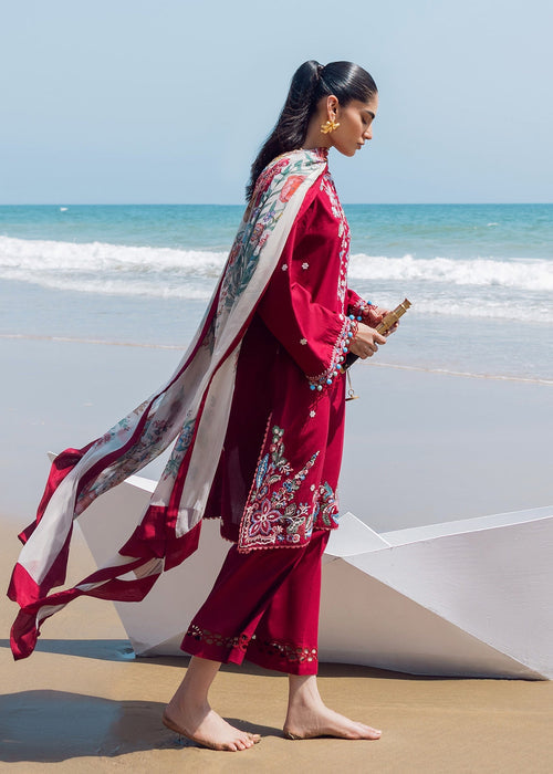 Sadaf Fawad Khan | Siraa Lawn 25 | Floral Paisley XL Red Lawn
