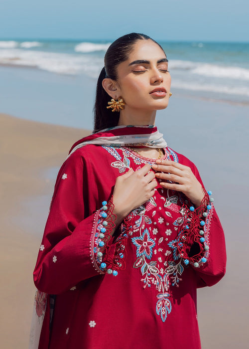Sadaf Fawad Khan | Siraa Lawn 25 | Floral Paisley M Red Lawn