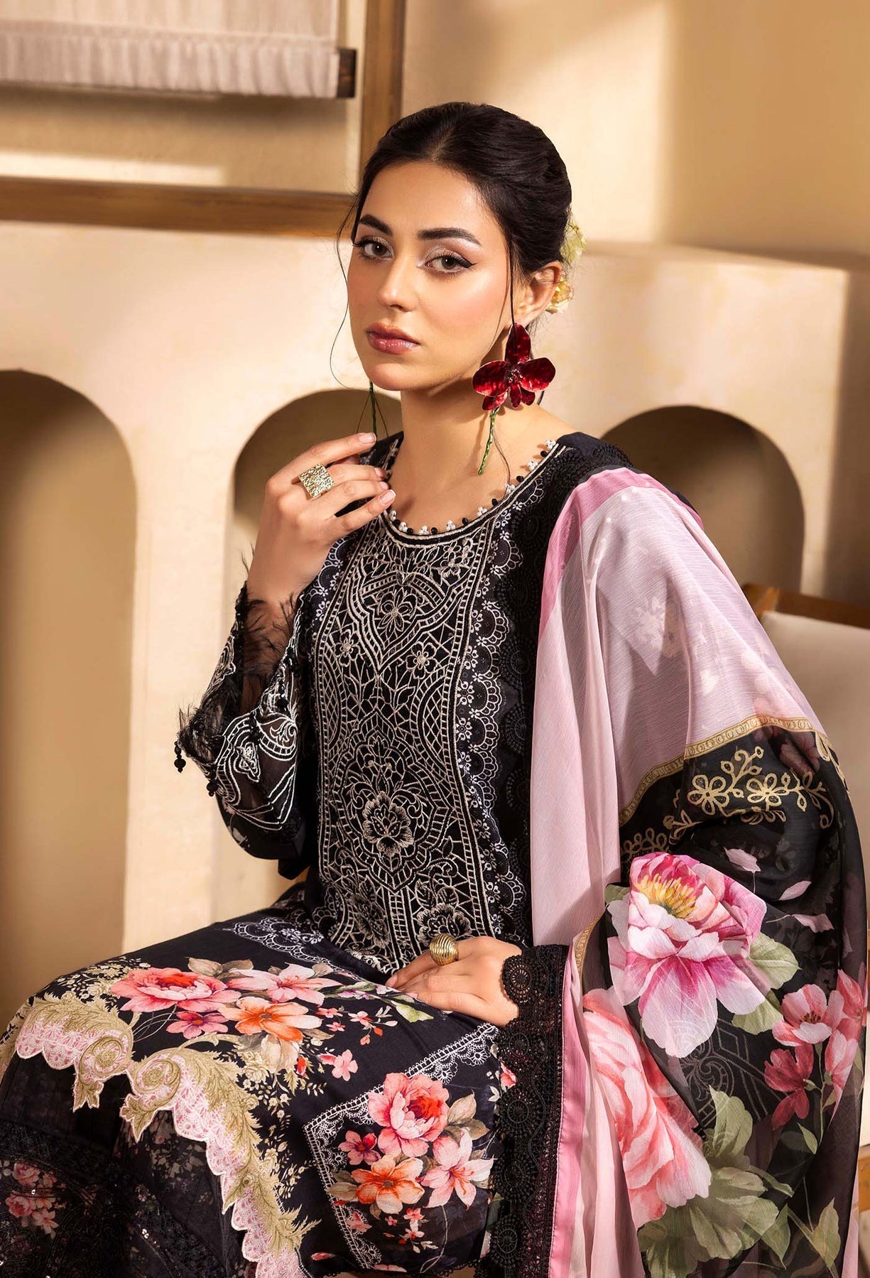Adans Libas | Chantelle Print Lawn | CHANTELLE 99951 XL Black Lawn