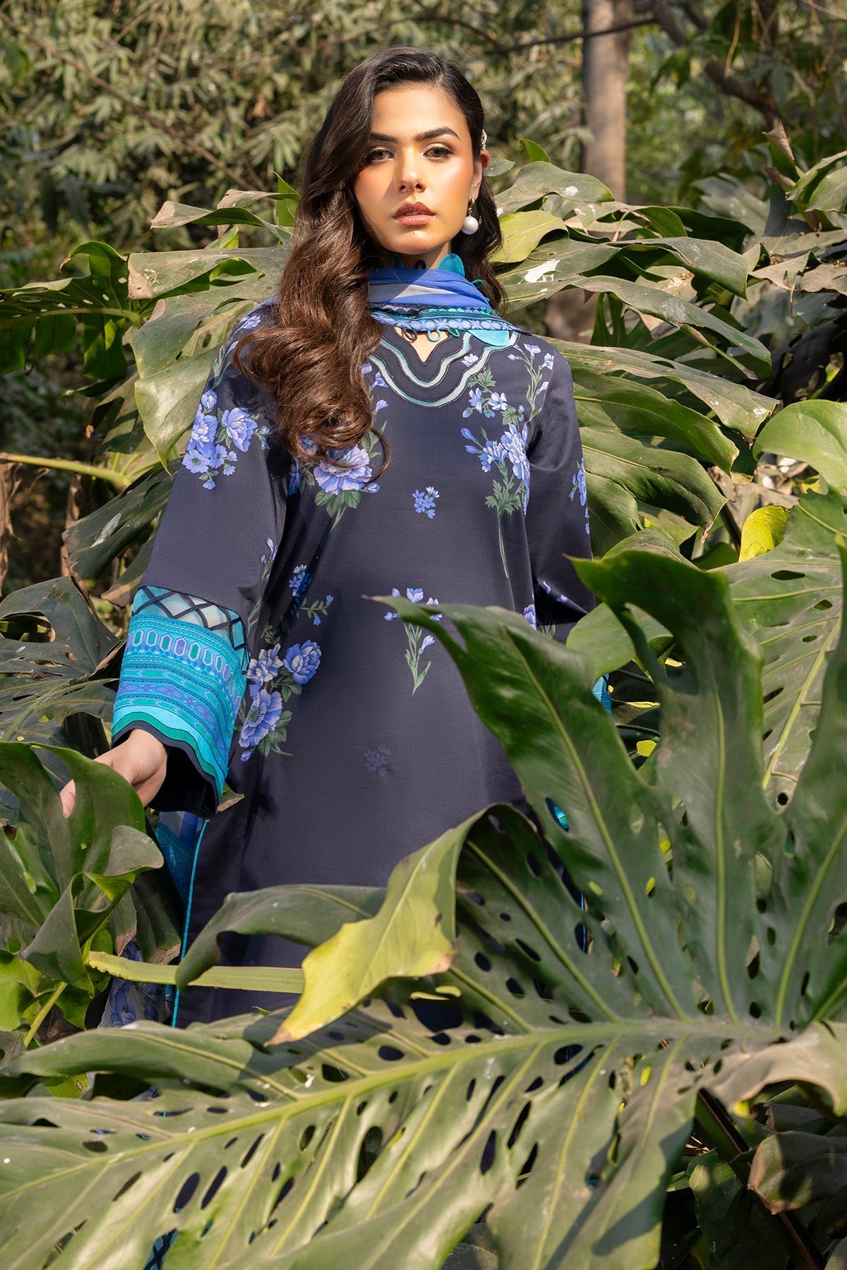 Charizma | C prints Lawn | CP5-19 Custom Size Navy Lawn