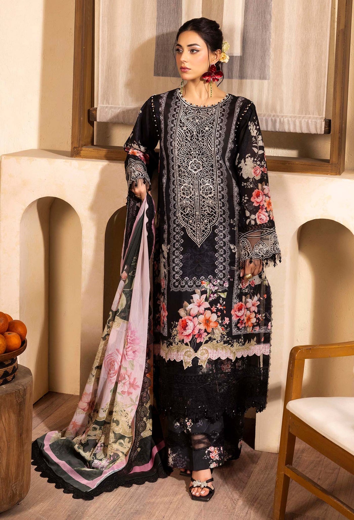 Adans Libas | Chantelle Print Lawn | CHANTELLE 99951 L Black Lawn