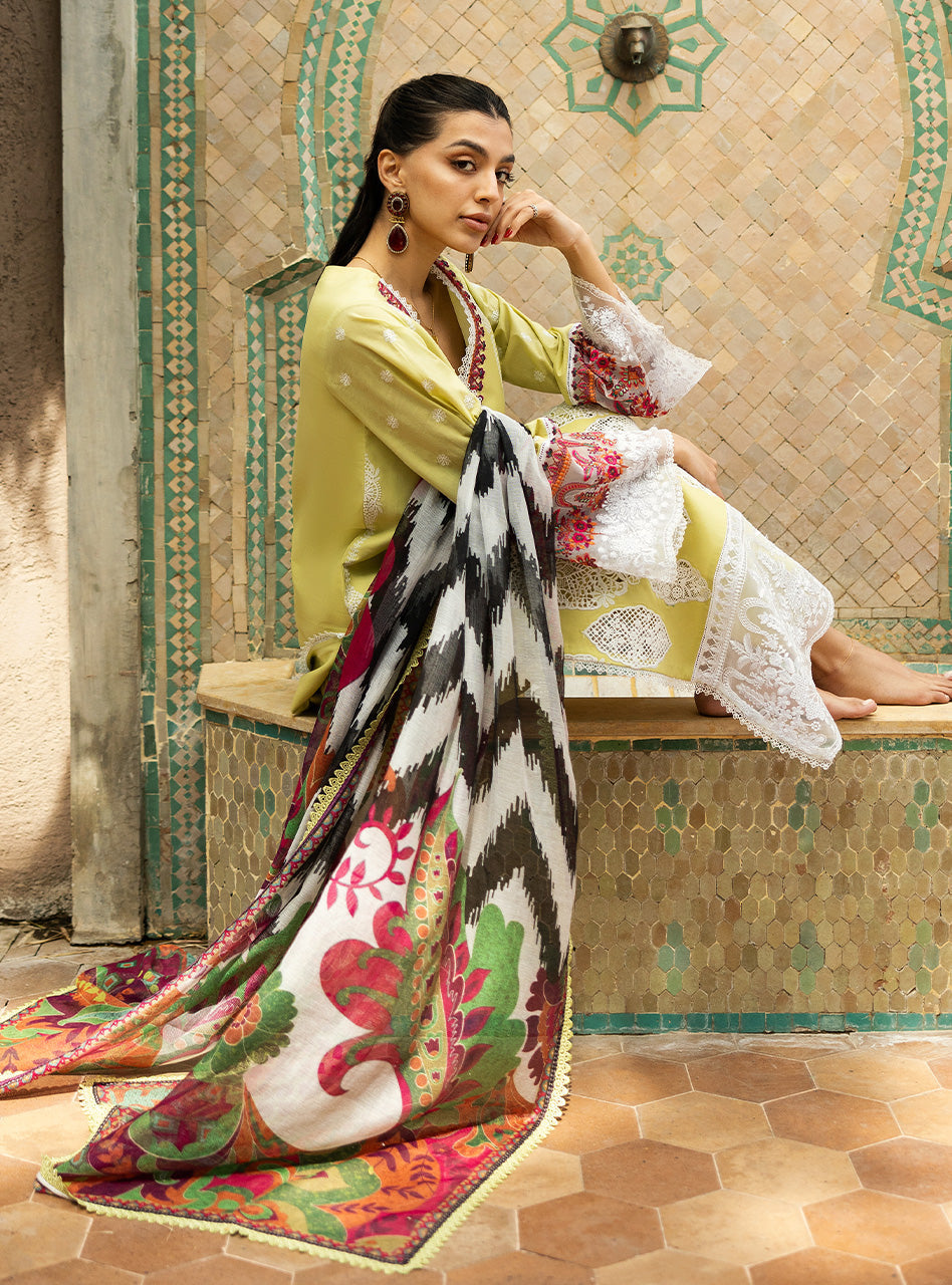 Zainab Chottani | Chikankari 25 | Rayne - 12A XL Lime Chikankari