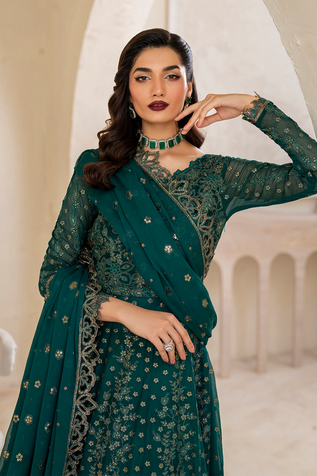 Iznik | Chinnon Chiffon | CC-47 Embroidered Chiffon - Pakistani Designer Dress - by Iznik | Type: Formal - 100% Original at Saira Sultan