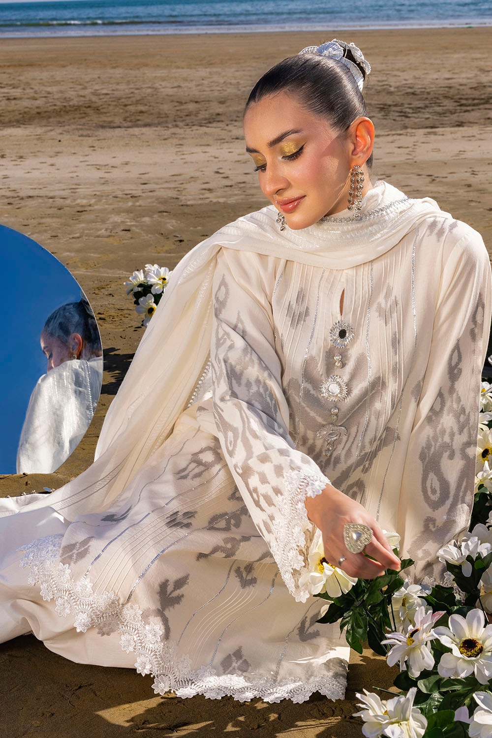 Gul Ahmed | Taara 25 | MJ-52003 Custom Size Ivory Jacquard