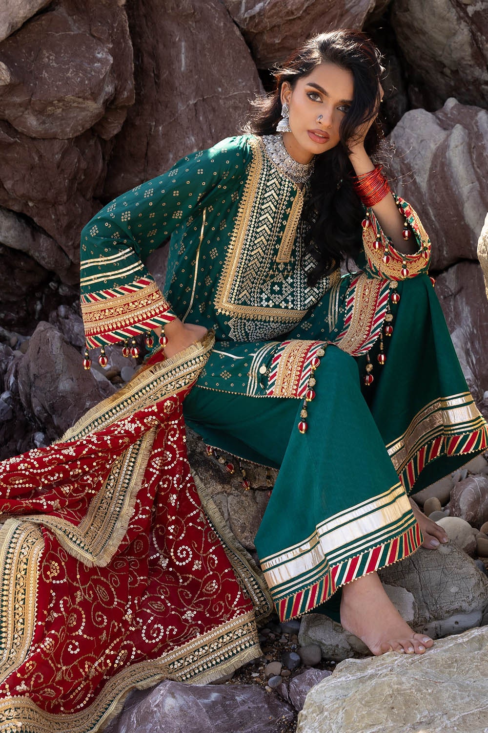 Gul Ahmed | Chunri Lawn 25 | BM-52024 XL Emerald Green Lawn