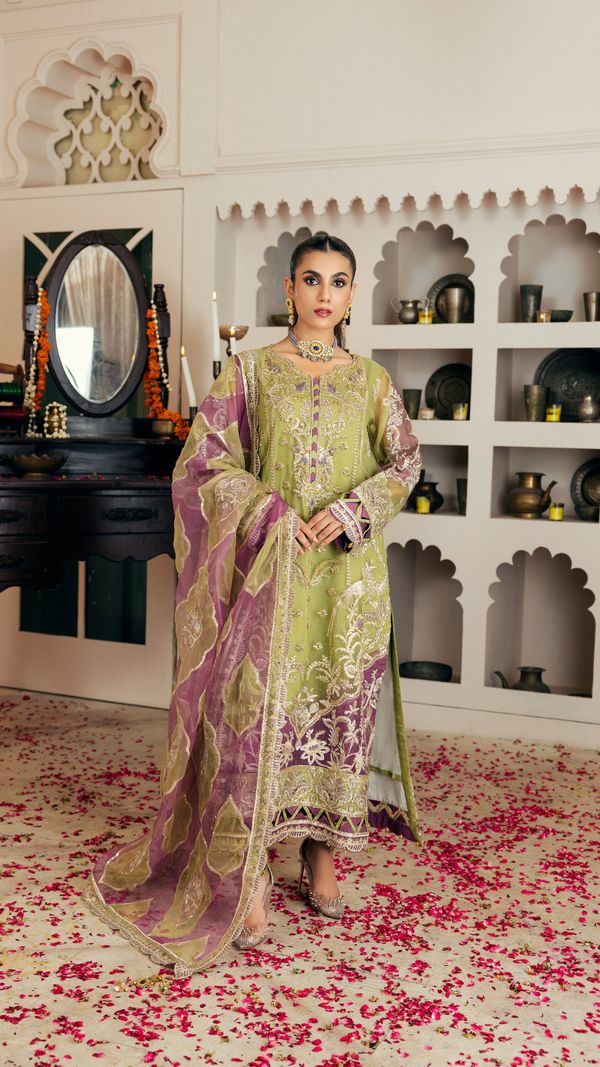 Zebtan | Zircon Wedding Formals | KHANZADI ZQ-02 XS Olive Organza