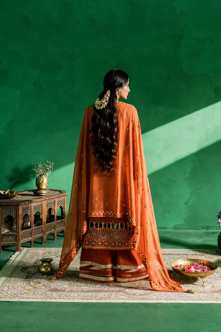 Zebtan | Farmaish Formals | FC-03 S Dull Orange Chiffon