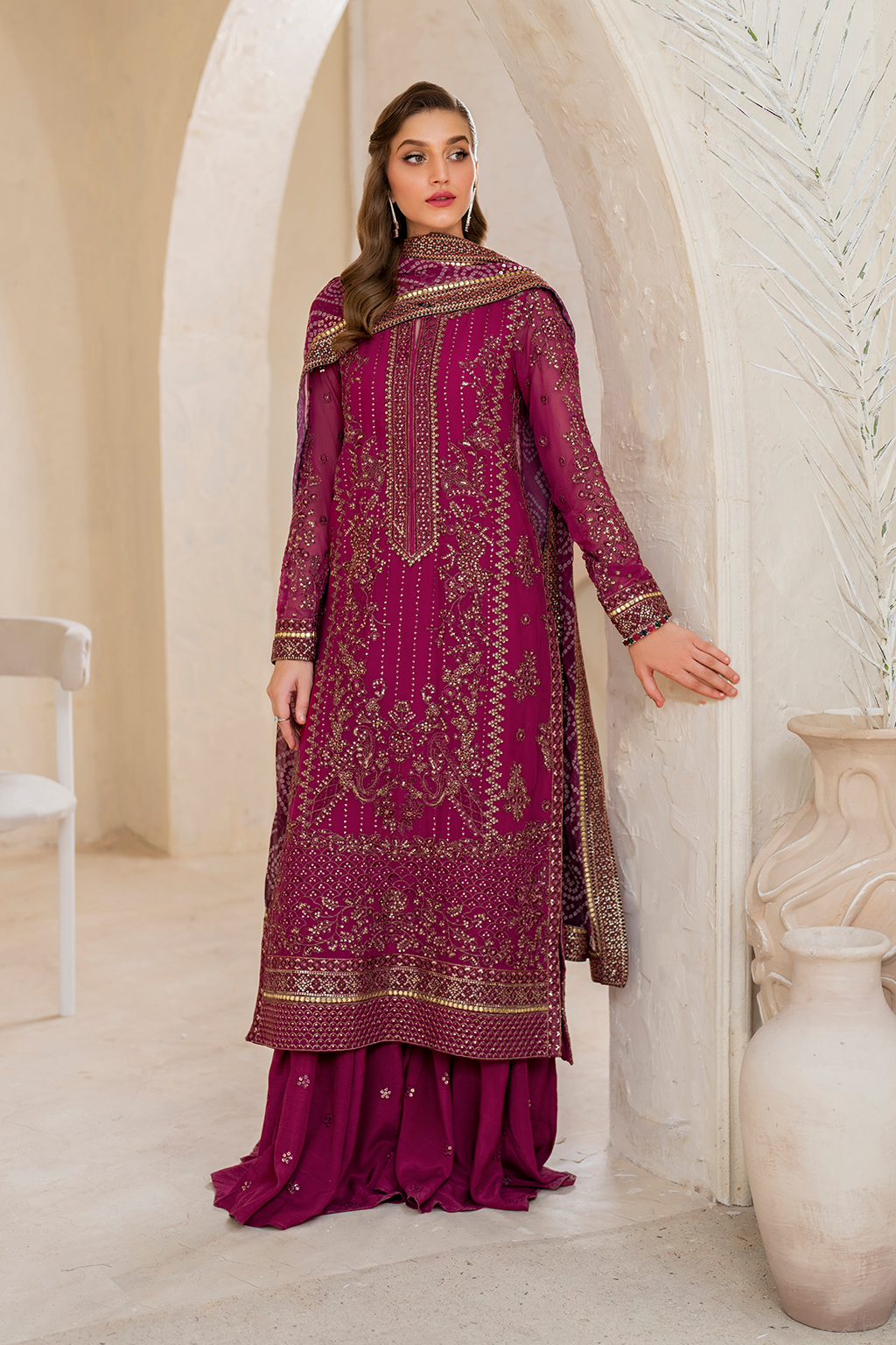 Iznik | Chinnon Chiffon | CC-45 Embroidered Chiffon - Pakistani Designer Dress - by Iznik | Type: Formal - 100% Original at Saira Sultan