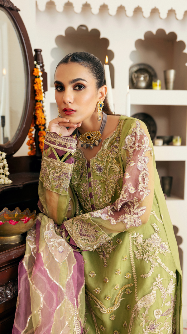 Zebtan | Zircon Wedding Formals | KHANZADI ZQ-02 M Olive Organza