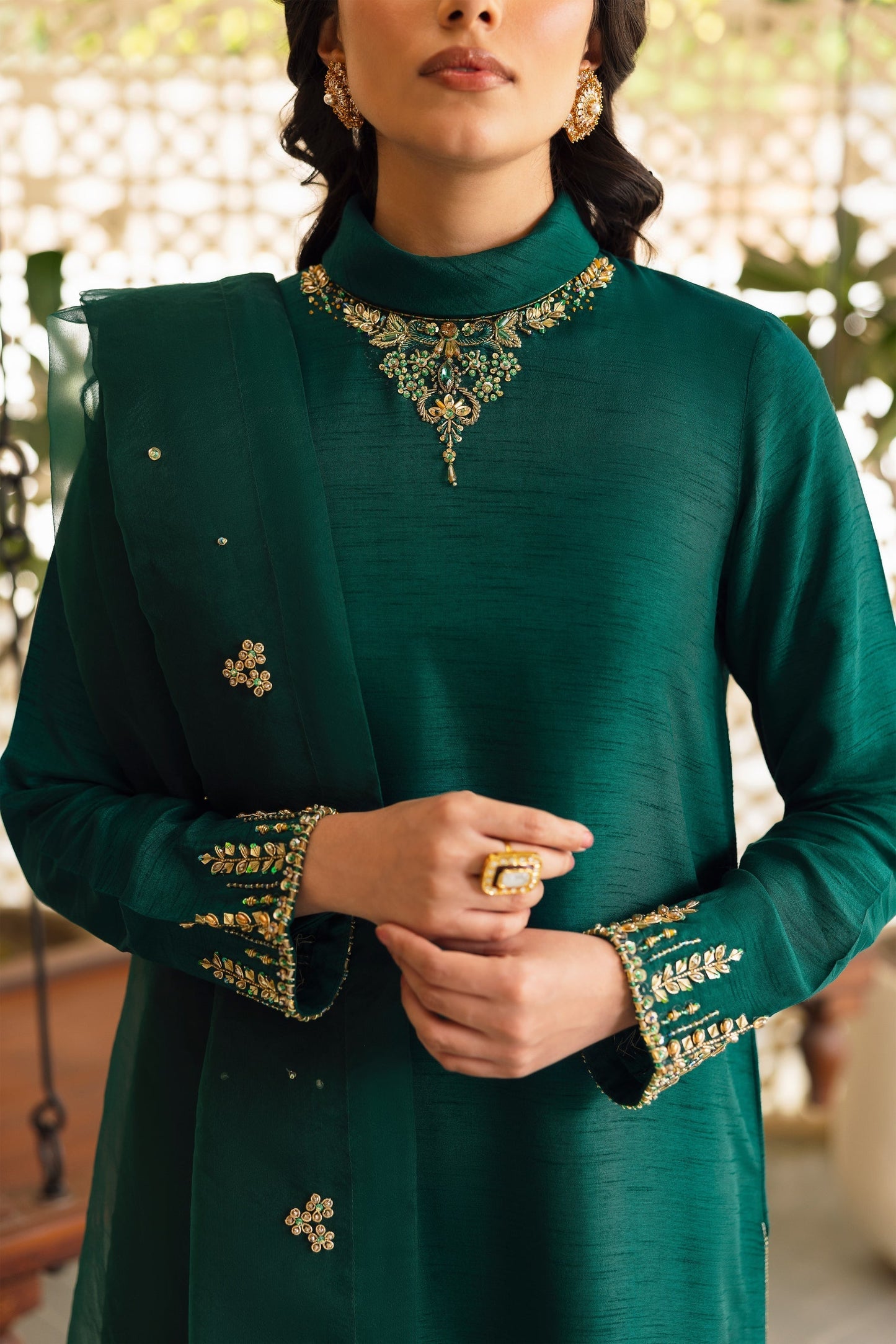 Naqshi | Rijaas Luxury Pret 24 | ZAUQ M Teal Green Indian Raw Silk