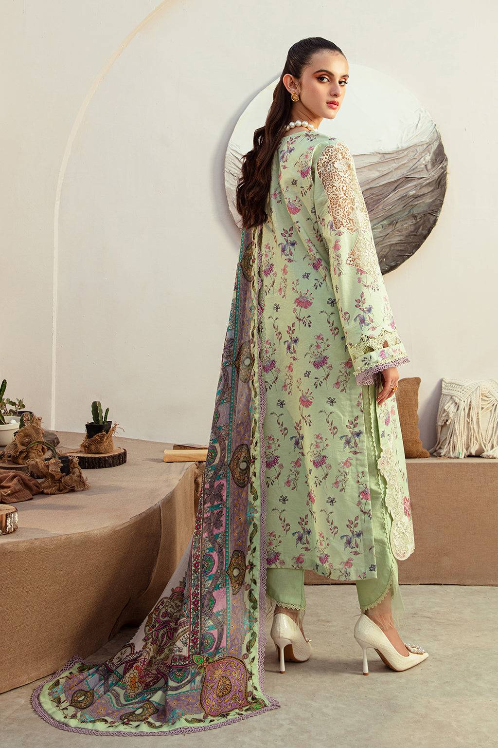 AJR Couture | Alif Affordable Lawn 24 | MINT MAGIC - Pakistani Designer Dress - by AJR Couture | Type: Luxury - 100% Original at Saira Sultan
