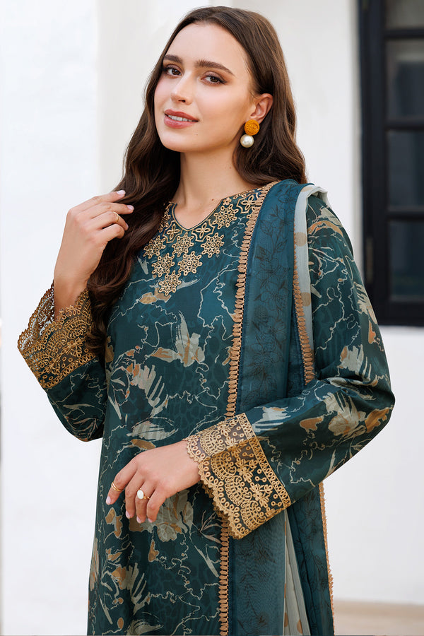 Farasha | Printed Essentials | Teal Bell M Zinc Lawn