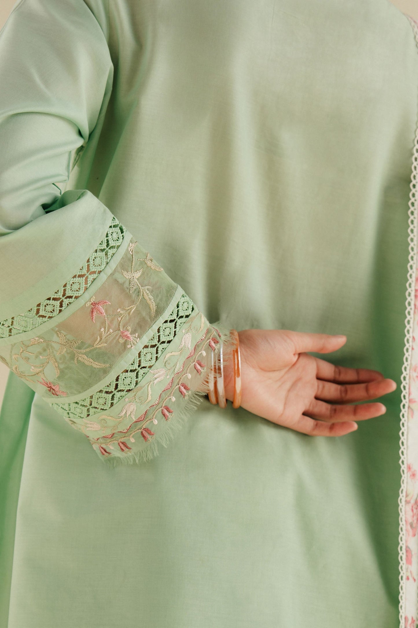 Zara Shahjahan | Eid Pret 25 |CR25P0225 M Dobby Mint Gray