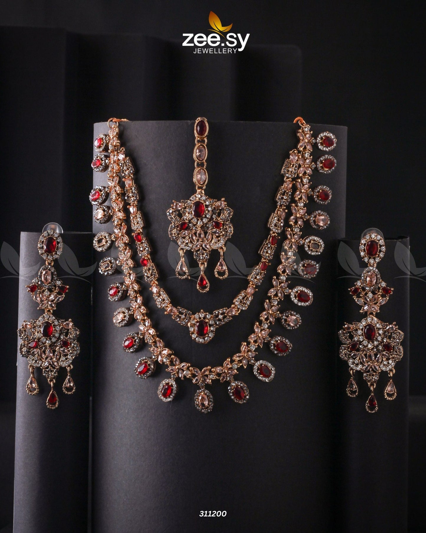 Zarqa Necklace champagne & Red