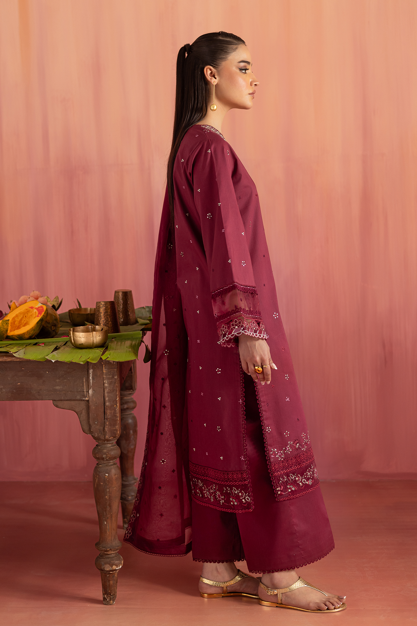 Seran | Nayab Eid Lawn | MEHER L Maroon Lawn