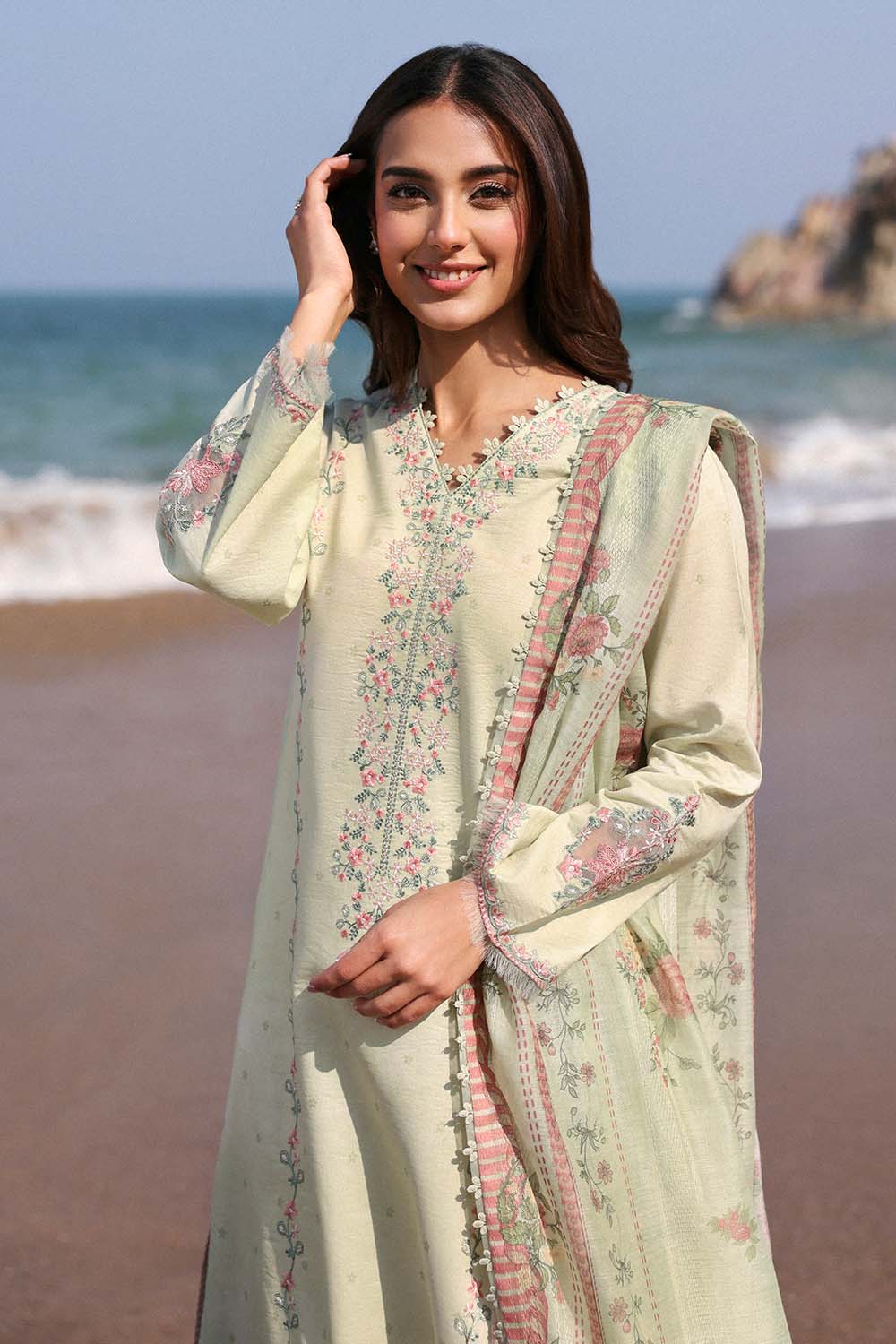 Seran | Afsanah Lawn 25 | FARIHA M Pastel Mint Lawn