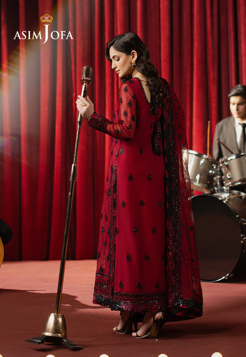 Asim Jofa | Premium Festive | AJPF-07 S Dust Red Chiffon