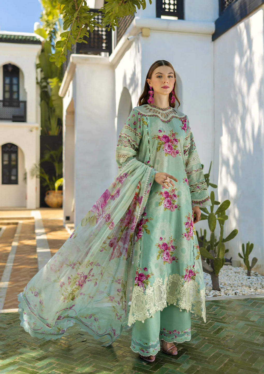 Elaf Premium | Signature 25 | ETS-03A TURQUOISE XS Mint Gray Lawn