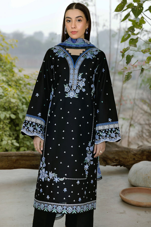Farasha | Summer Weaves Embroidered Lawn | Ashen Light XL Black Lawn