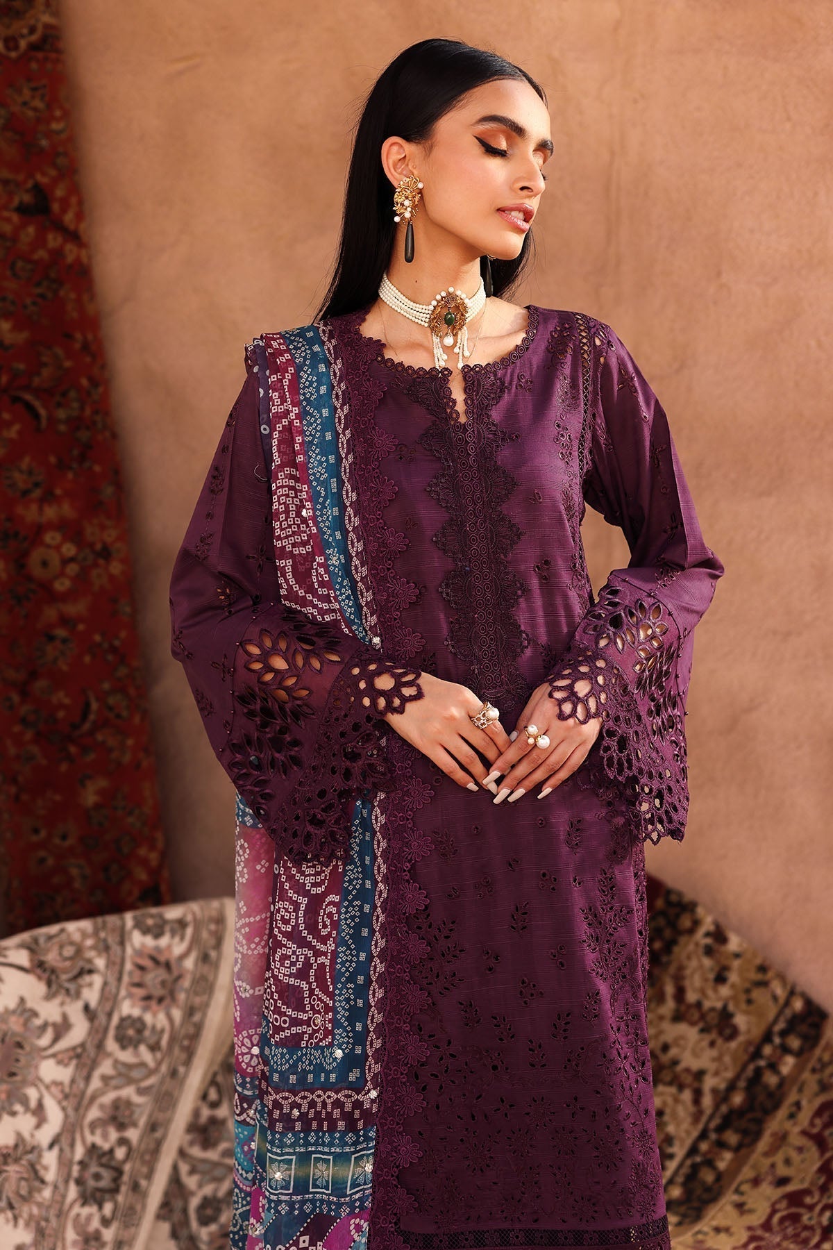 Nureh | Bazaar Lawn | NE-161 XL Dark Plum Lawn