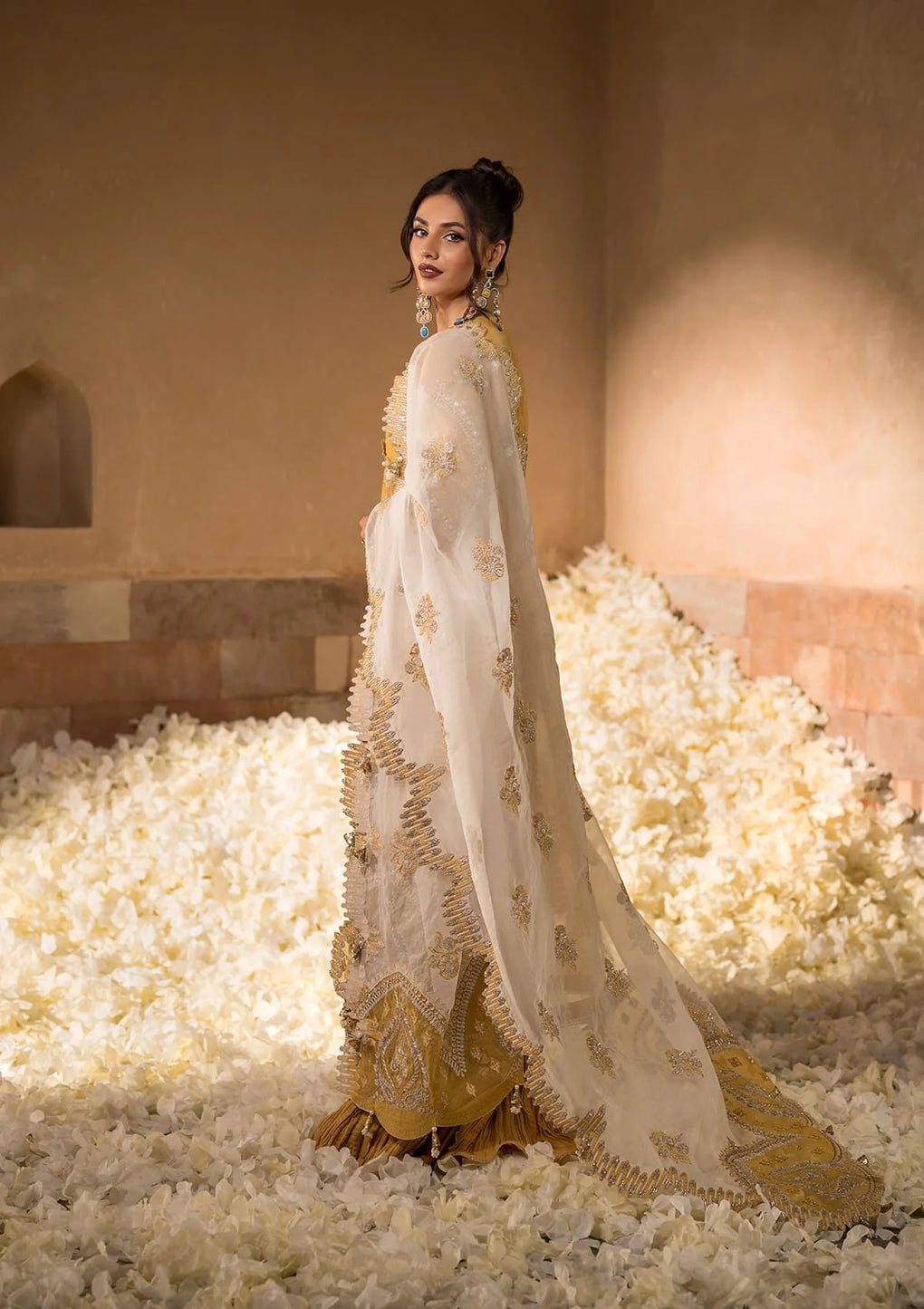 Elaf Premium | Formal Handwork Collection | EFH-07 SAHAR L Dull Gold Organza