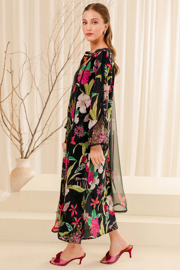Farasha | Printed Essentials | Ebony Passion XL Black Lawn