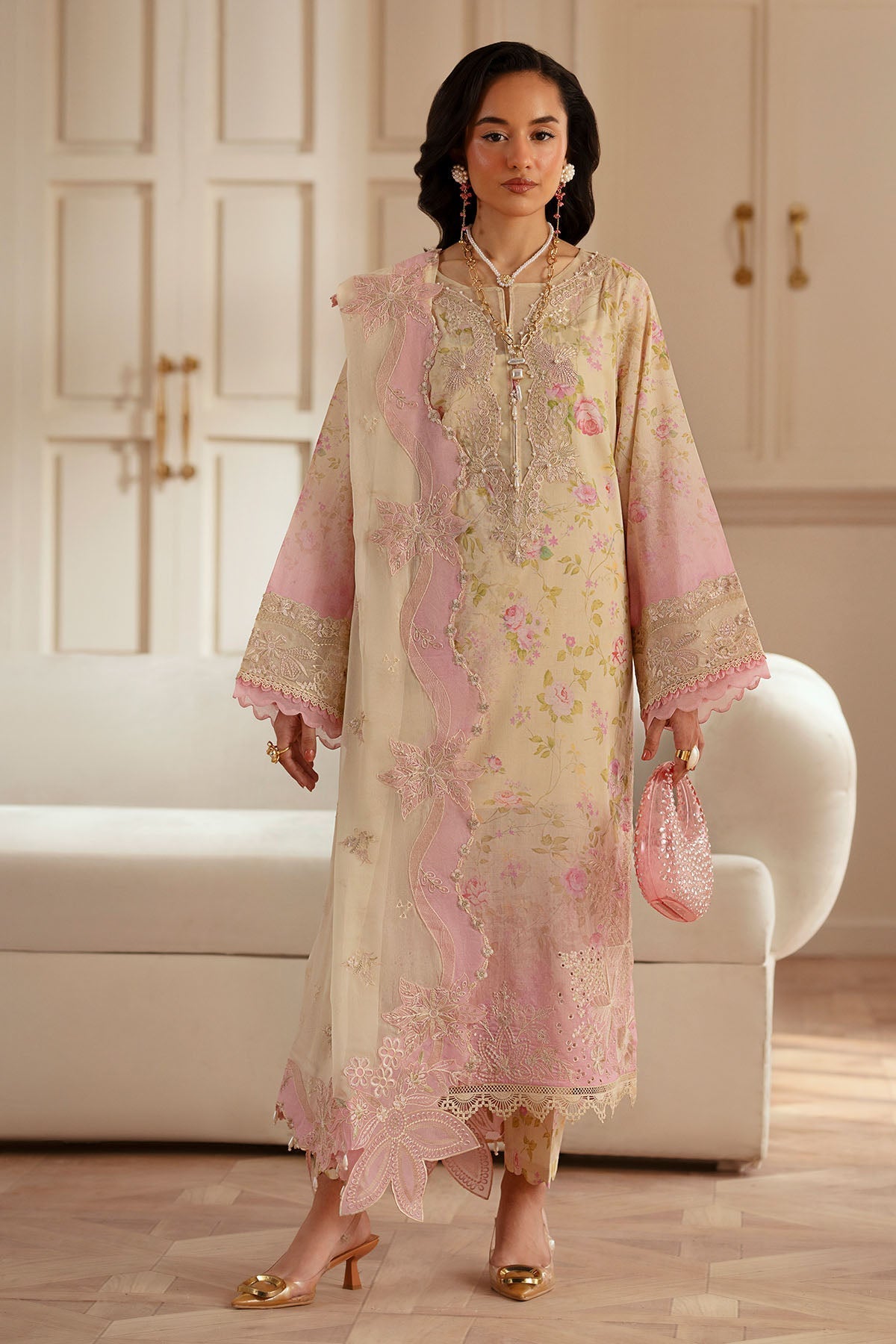 Nureh | Feya Eid Lawn | FE-05 L Beige Lawn