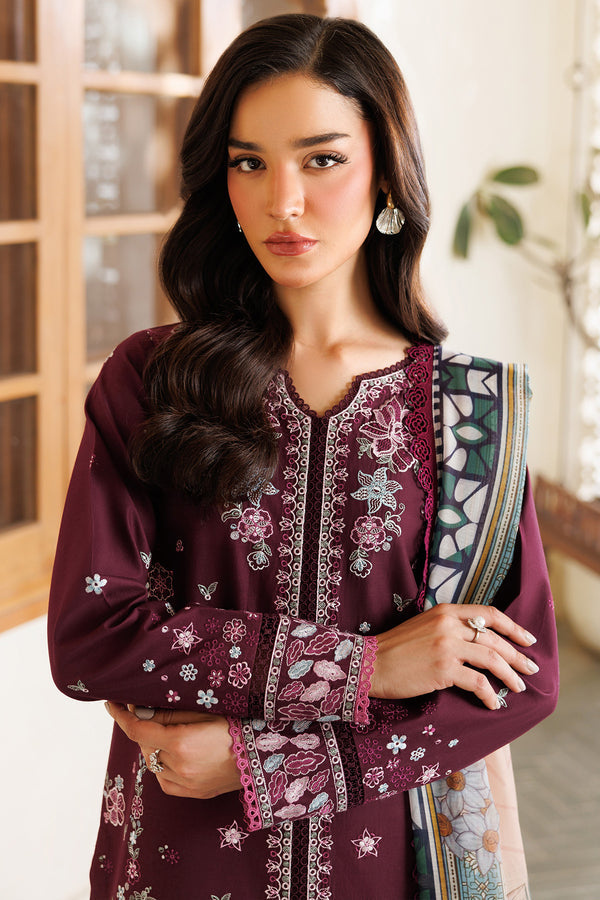 Farasha | Summer Weaves Embroidered Lawn | Burgandy Rush M Burgundy Lawn