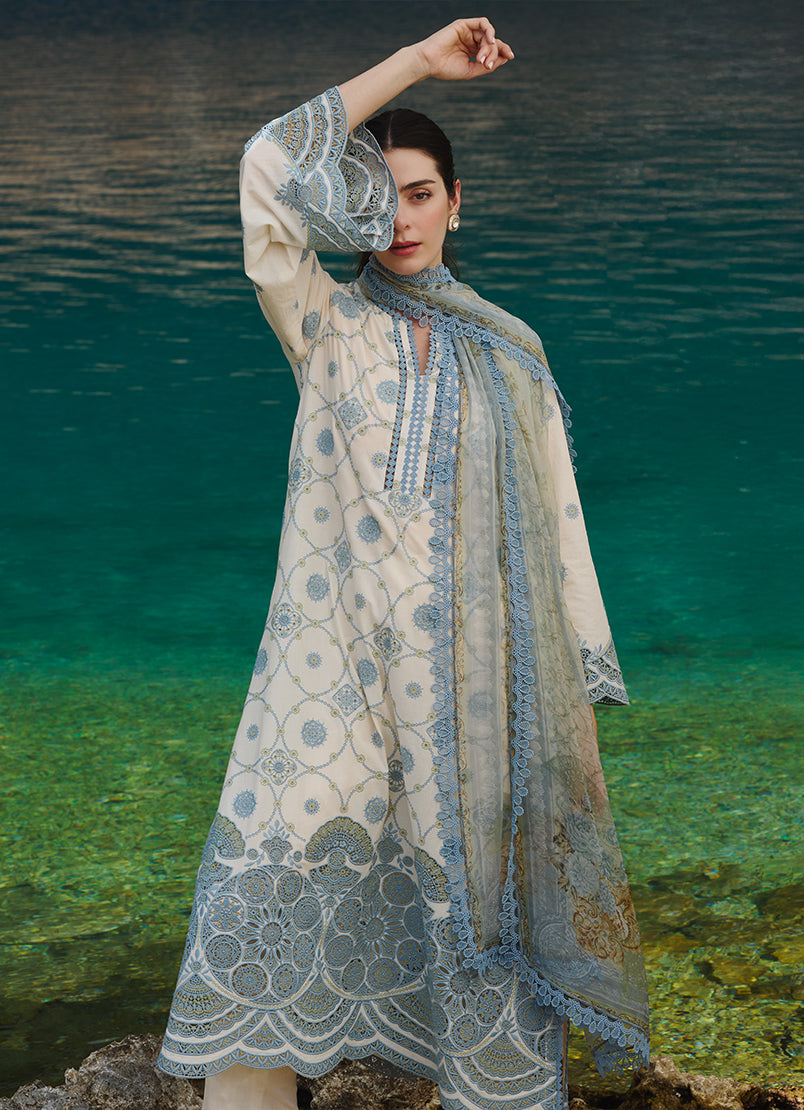 Image | Lawnkari 25 | Mila S Off White Cotton Lawn
