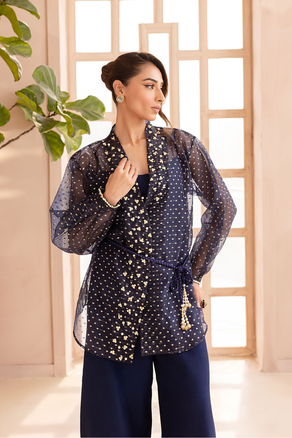 Vanya | Veranda Fromals |VR-06 M Navy Organza