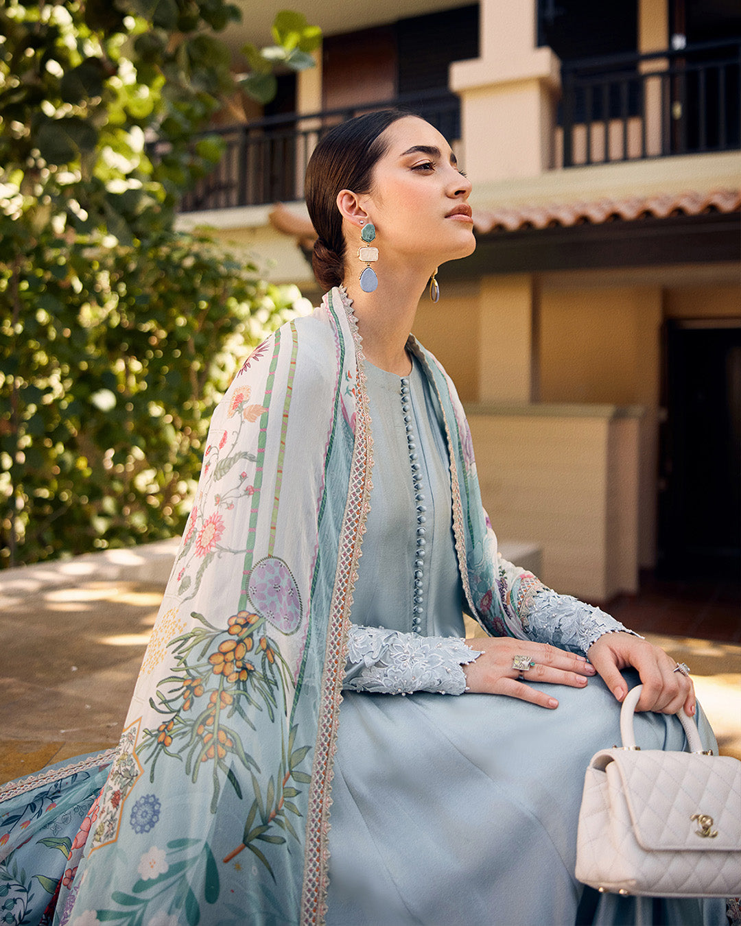 Faiza Saqlain | Carmela Luxury Pret | Leia L Pastel Blue Oak Silk