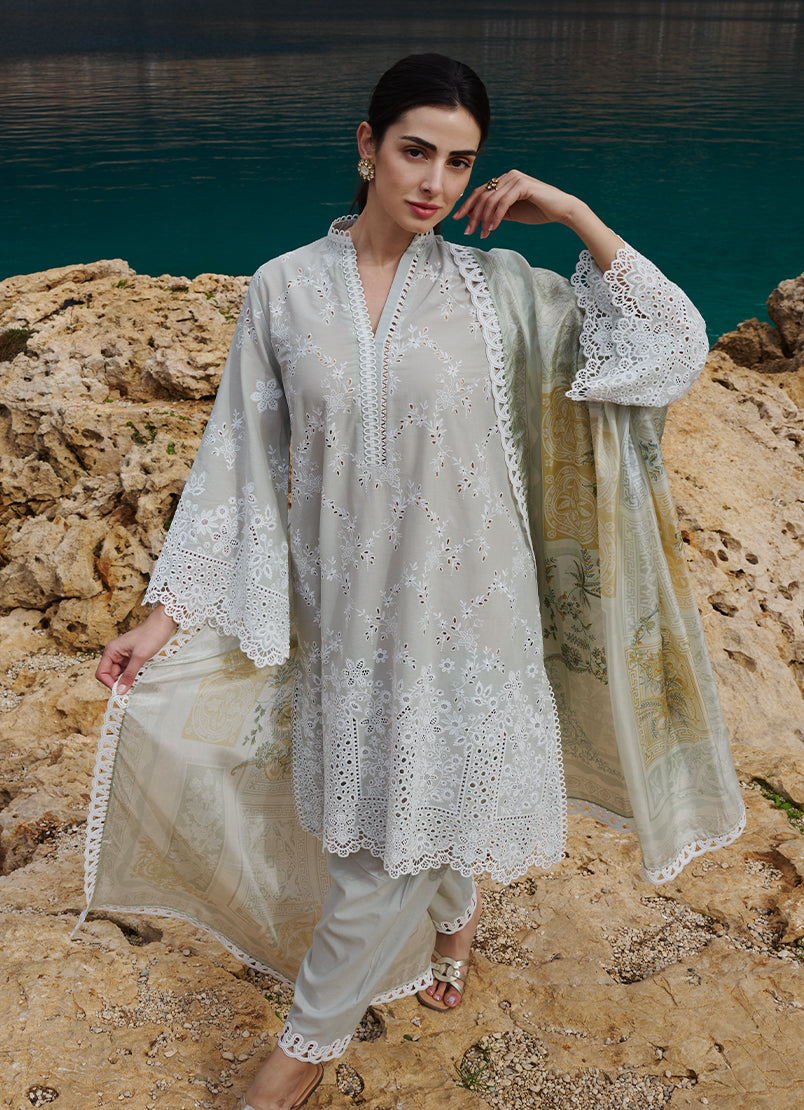 Image | Lawnkari 25 | Melek S Pastel Gray Cotton Lawn
