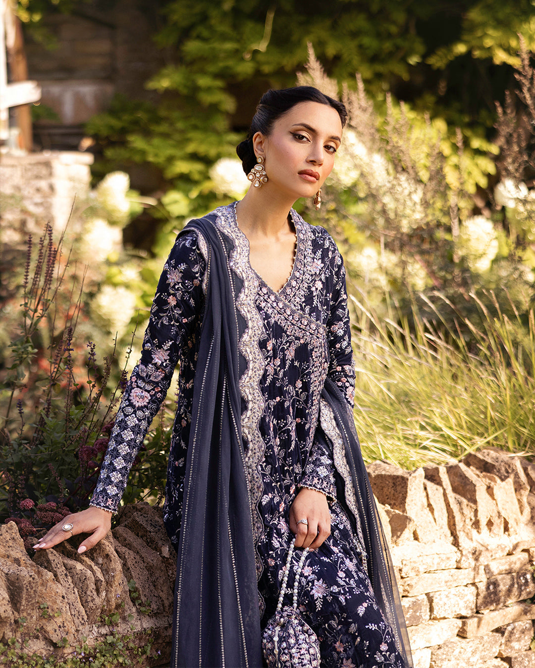 Faiza Saqlain | Adeen Formals | Darcel XL Deep Purple Embroidered Velvet